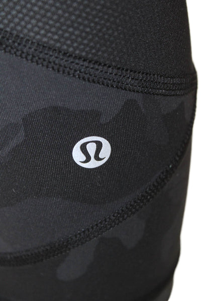 Lululemon Women Capri Cropped Camouflage Nylon Leggings Black Size S