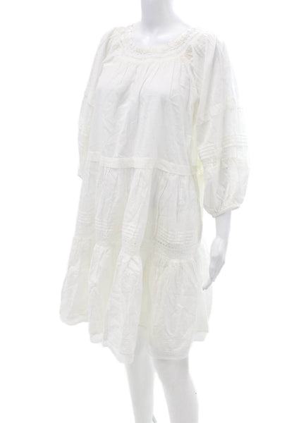 The Great Women Trapeze Swing Dress White Cotton Size 2