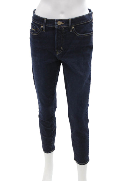 Revtown Women Ankle Skinny Jeans Dark Blue Mid Rise Button Size 29