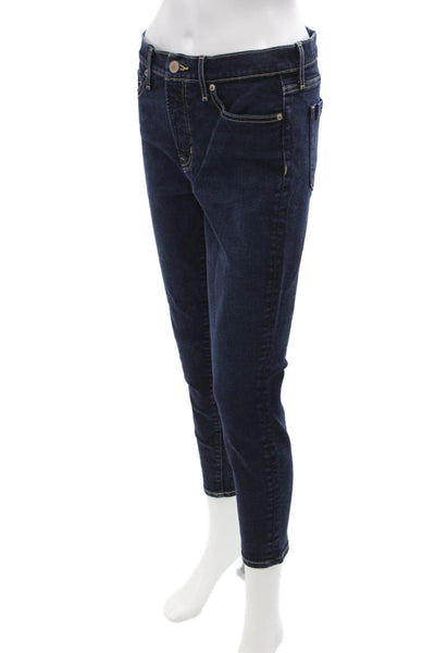 Revtown Women Ankle Skinny Jeans Dark Blue Mid Rise Button Size 29