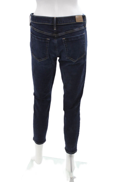 Revtown Women Ankle Skinny Jeans Dark Blue Mid Rise Button Size 29