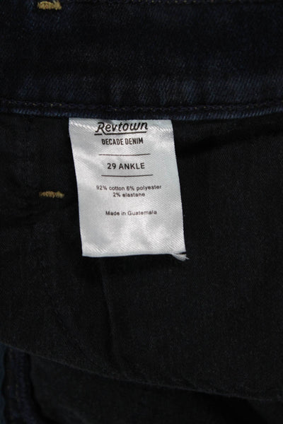 Revtown Women Ankle Skinny Jeans Dark Blue Mid Rise Button Size 29