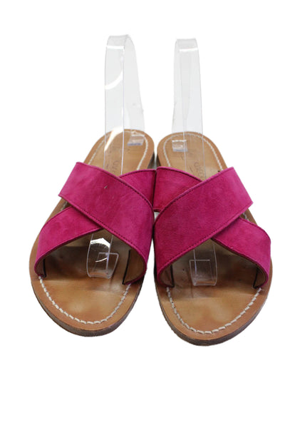 Kjaques St. Tropez Womens Suede Slide On Sandals Flats Pink Size 39 9