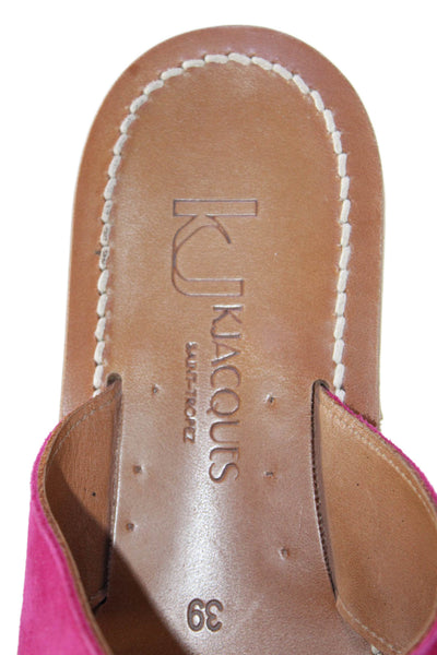Kjaques St. Tropez Womens Suede Slide On Sandals Flats Pink Size 39 9