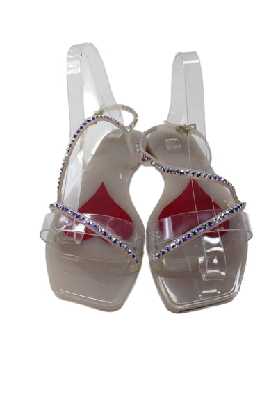 Menghi Womens Crystal Detail Slingback Sandals Clear Size 39 9