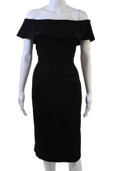 Babaton Women Bodycon Sheath Midi Dress Black Zip Size 8