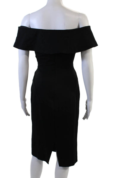 Babaton Women Bodycon Sheath Midi Dress Black Zip Size 8
