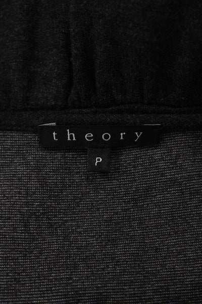 Theory Women Mini Shift Dress Dark Gray Button Round Neck Size 0P
