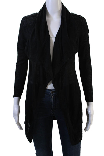 Theory Womens Cardigan Sweater Black Linen Blend Size S