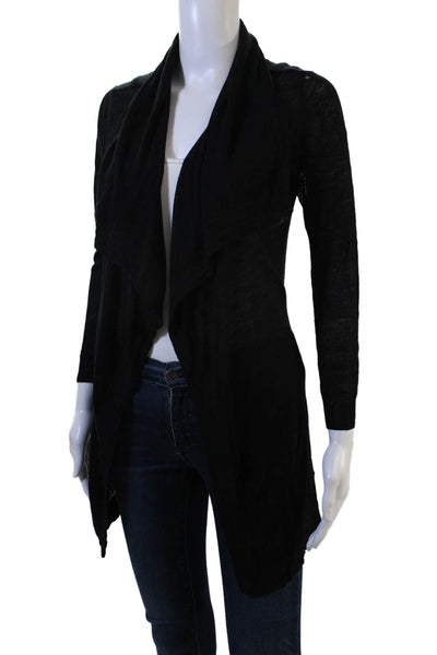 Theory Womens Cardigan Sweater Black Linen Blend Size S