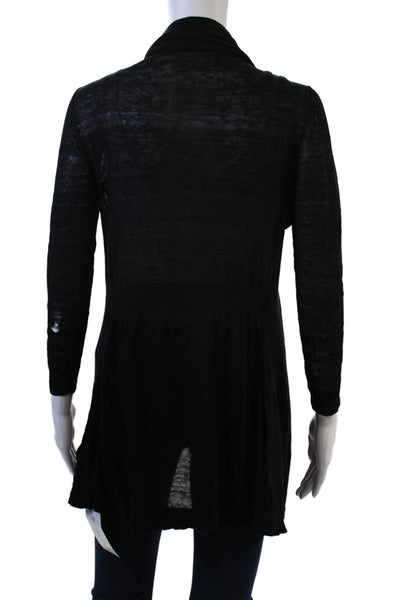 Theory Womens Cardigan Sweater Black Linen Blend Size S