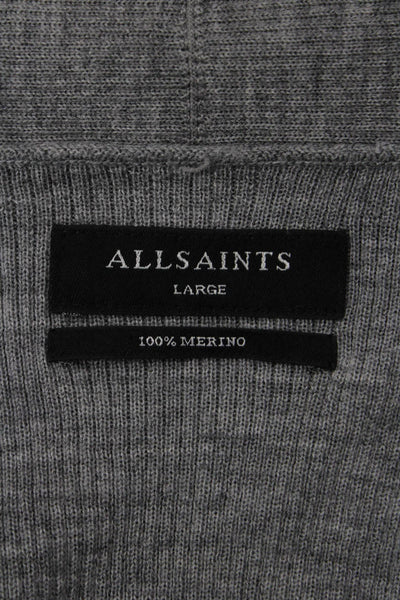 Allsaints, Women Gray Merino Wool Cardigan Sweater Long Sleeve Size L