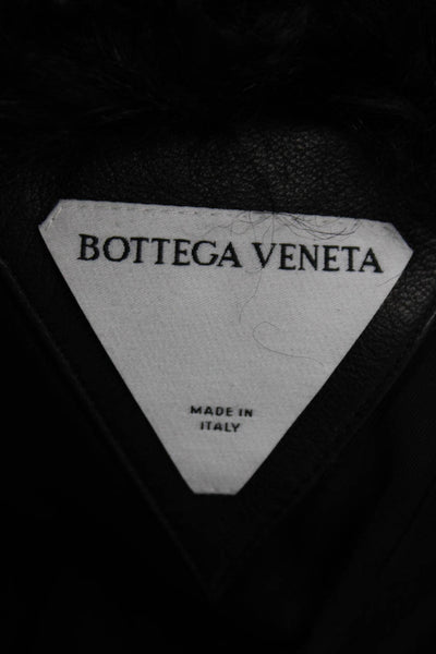 Bottega Veneta Women Bomber Jacket Black Wool High-Neck Long Sleeve Size S