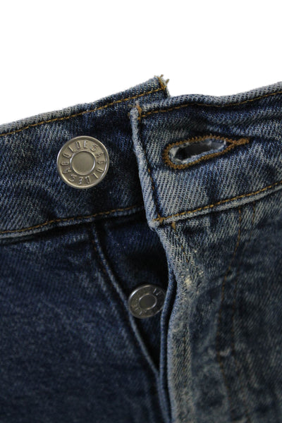 Agolde Women Cropped Straight Blue Jeans Button Mid Rise Size 24