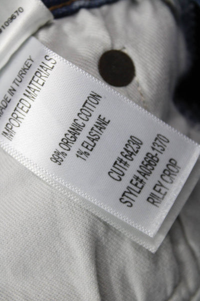Agolde Women Cropped Straight Blue Jeans Button Mid Rise Size 24