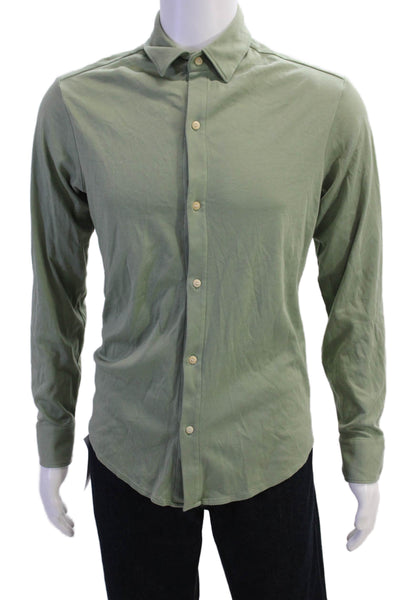 Alex Crane Mens Pima Cotton Long Sleeve Button Up Shirt Green Size XS