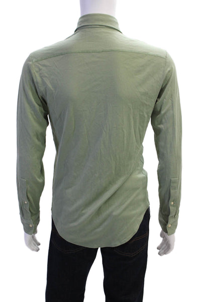 Alex Crane Mens Pima Cotton Long Sleeve Button Up Shirt Green Size XS