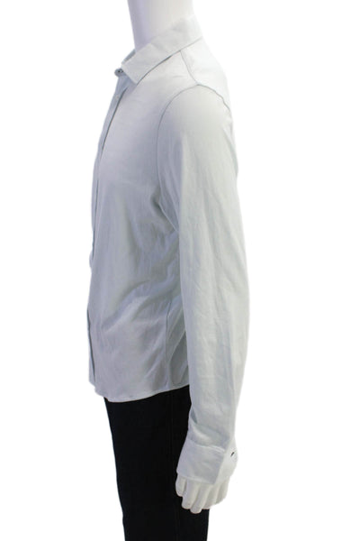 Europann Mens Cotton Collared Button Up Shirt Blue Size S