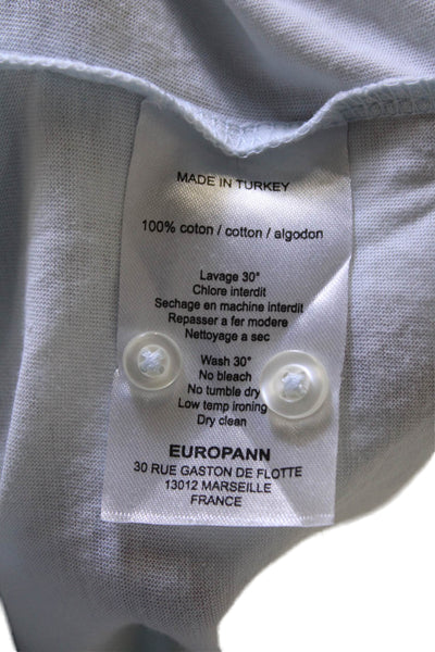 Europann Mens Cotton Collared Button Up Shirt Blue Size S