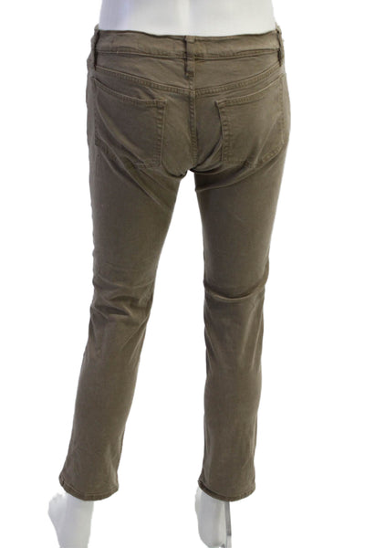 Frame Unisex Cropped Ankle Khakis Brown Button Size 29