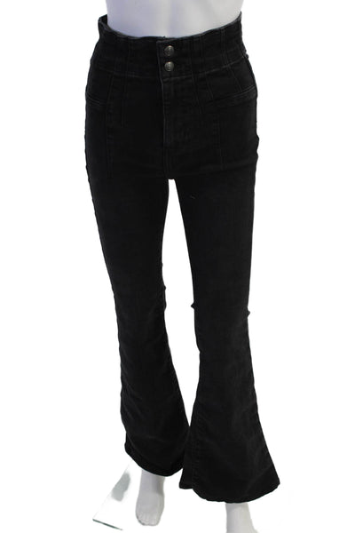 We The Free Women Black Bootcut Flared Jeans Mid Rise Button Size 26