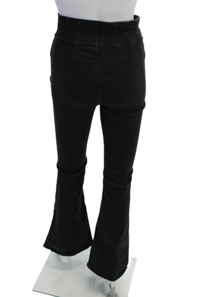 We The Free Women Black Bootcut Flared Jeans Mid Rise Button Size 26