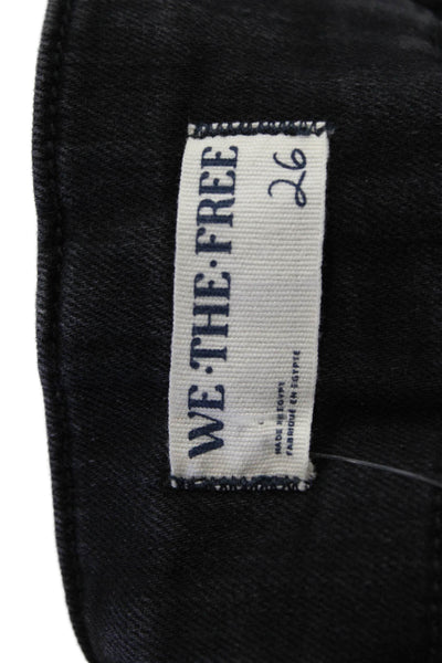 We The Free Women Black Bootcut Flared Jeans Mid Rise Button Size 26