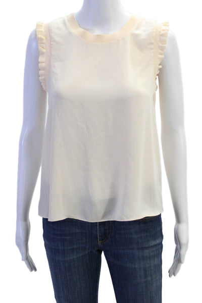 Current Air Women Blouse Beige Sleeveless Crew Neck 100% Polyester Size S