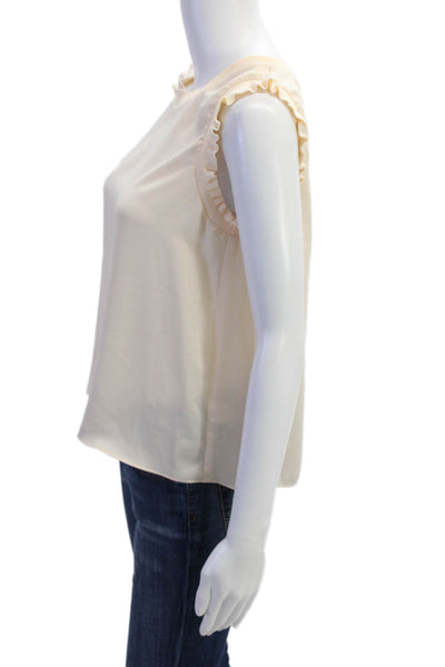 Current Air Women Blouse Beige Sleeveless Crew Neck 100% Polyester Size S