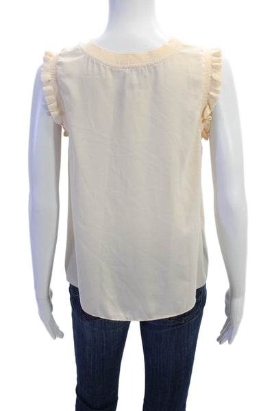 Current Air Women Blouse Beige Sleeveless Crew Neck 100% Polyester Size S