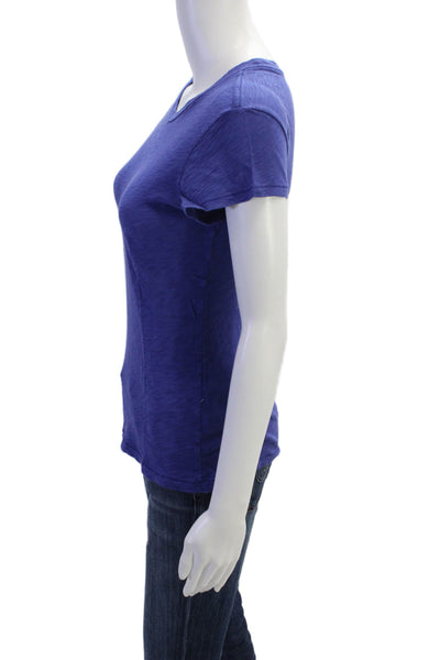 Goldie Women Basic Pima Cotton Crew Neck Short Sleeve T-Shirt Blue Size XS