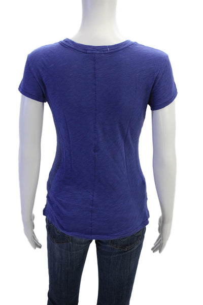 Goldie Women Basic Pima Cotton Crew Neck Short Sleeve T-Shirt Blue Size XS