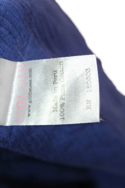 Goldie Women Basic Pima Cotton Crew Neck Short Sleeve T-Shirt Blue Size XS