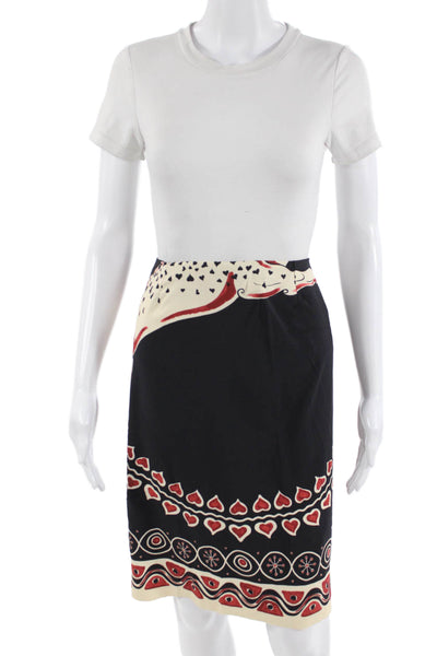La Double J Women Black Graphic Print Polyester Straight & Pencil Skirt Size M