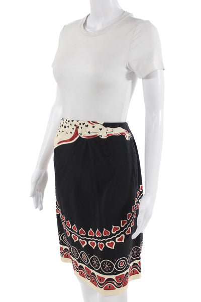 La Double J Women Black Graphic Print Polyester Straight & Pencil Skirt Size M
