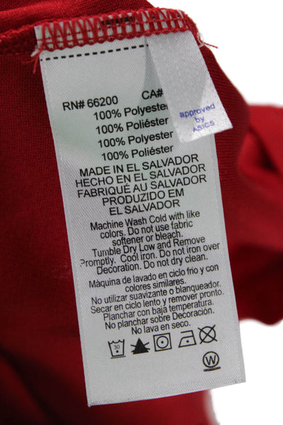 Asics Women Basic Red V-Neck Long Sleeve Polyester T-Shirt Size M