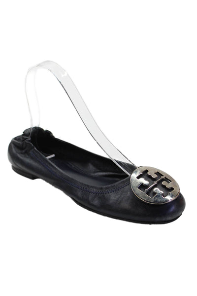 Tory Burch Womens Leather Slip-On Ballet Flats Blue Size 7