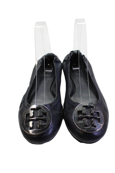 Tory Burch Womens Leather Slip-On Ballet Flats Blue Size 7