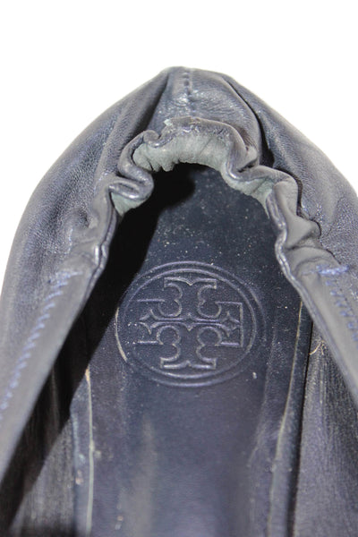 Tory Burch Womens Leather Slip-On Ballet Flats Blue Size 7