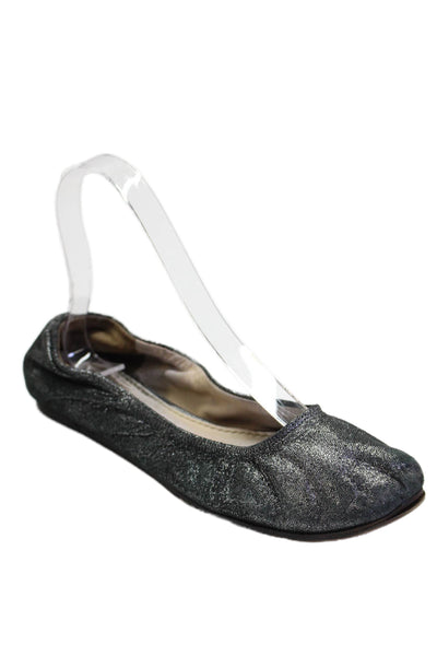 Vera Wang Lavender Label Womens Metallic Slip-On Ballet Flats Silver Size 8
