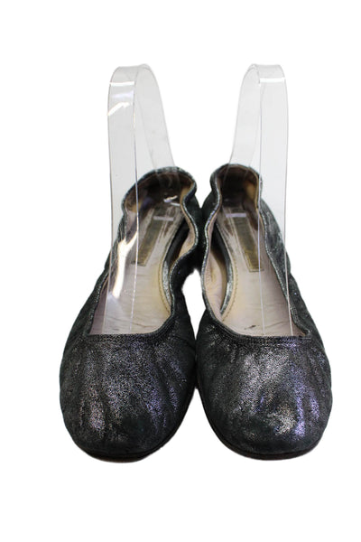 Vera Wang Lavender Label Womens Metallic Slip-On Ballet Flats Silver Size 8