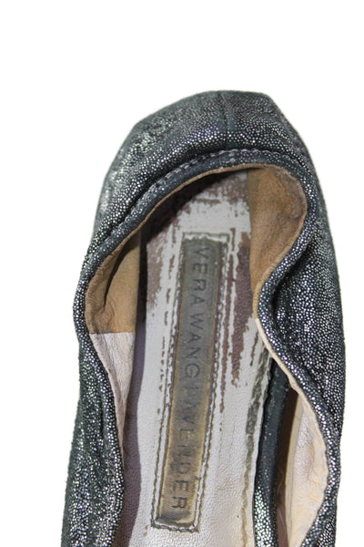 Vera Wang Lavender Label Womens Metallic Slip-On Ballet Flats Silver Size 8