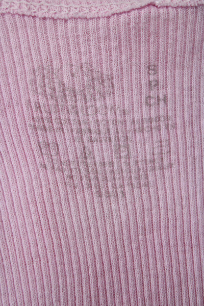 Designer Women Pink Organic Cashmere Round Neck Basic Tank Rose Size S