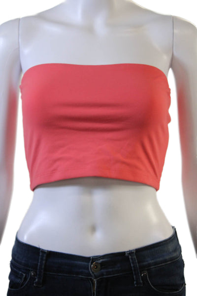 Susana Monaco Women Strapless Cropped Top Pink 90s Nylon Spandex Size S