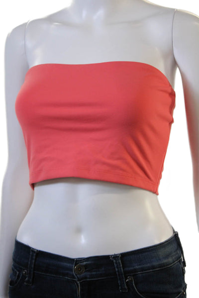 Susana Monaco Women Strapless Cropped Top Pink 90s Nylon Spandex Size S