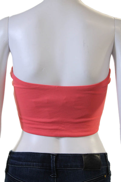 Susana Monaco Women Strapless Cropped Top Pink 90s Nylon Spandex Size S