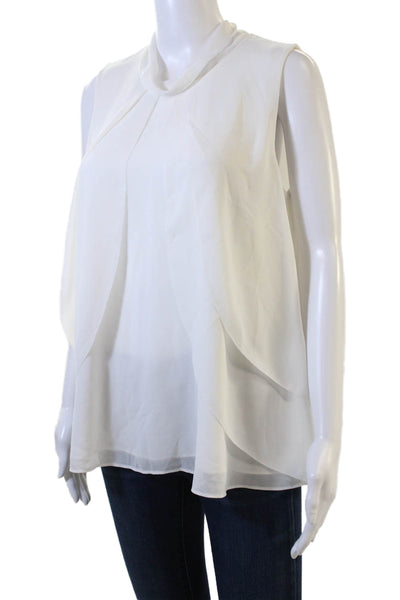 Reiss Women White High Neck Sleeveless Blouse Classic 100% Polyester Size 8