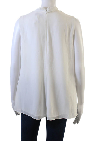 Reiss Women White High Neck Sleeveless Blouse Classic 100% Polyester Size 8