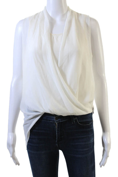 Allsaints Womens Sleeveless White Zip Blouse Polyester Designer Size 2