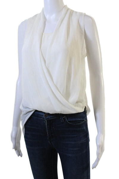 Allsaints Womens Sleeveless White Zip Blouse Polyester Designer Size 2